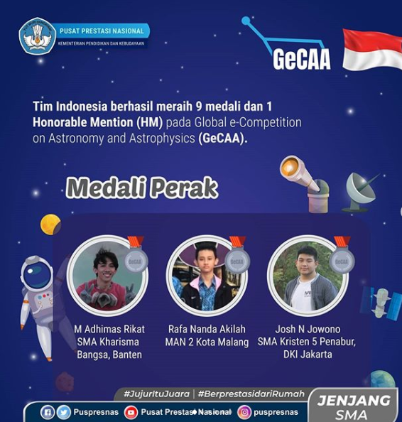 Pelajar Indonesia Raih 9 Medali di Kompetisi Astronomi-Astrofisika Dunia