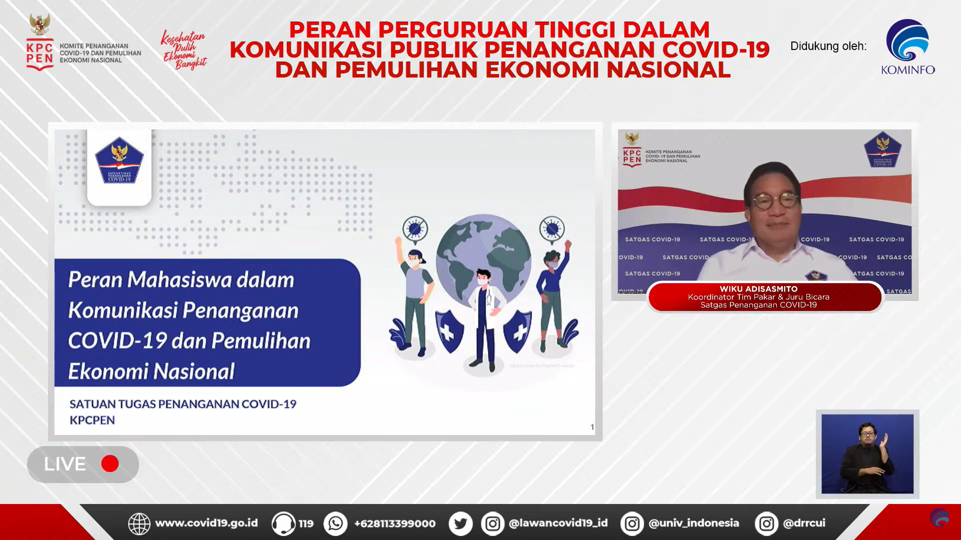 Pemerintah Minta Perguruan Tinggi Ambil Peran Tangani Covid-19 Dengan Komunikasi Publik Melalui Digital