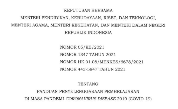SKB Empat Menteri: Kesehatan dan Keselamatan Warga Sekolah jadi Prioritas Utama