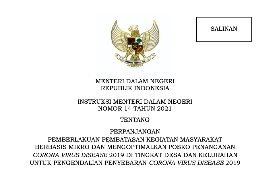 Wilayah PPKM di Jawa-Bali Periode 5 Hingga 18 Oktober 2021