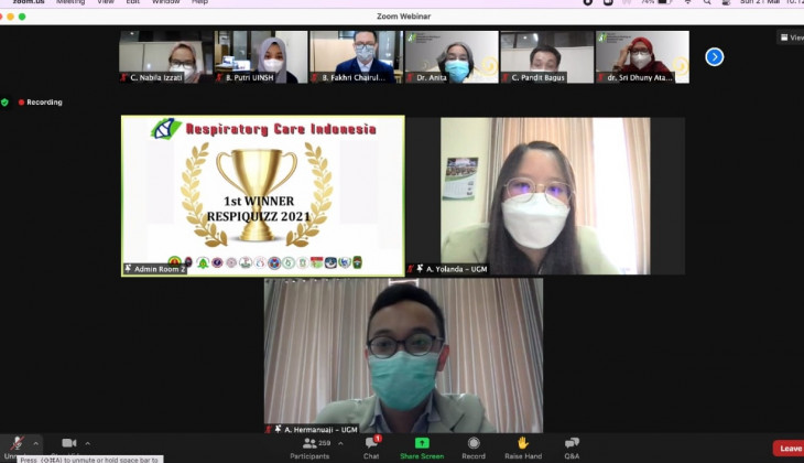 Dua Mahasiswa Kedokteran UGM Juara Pertama Lomba Ilmu Respirasi Nasional