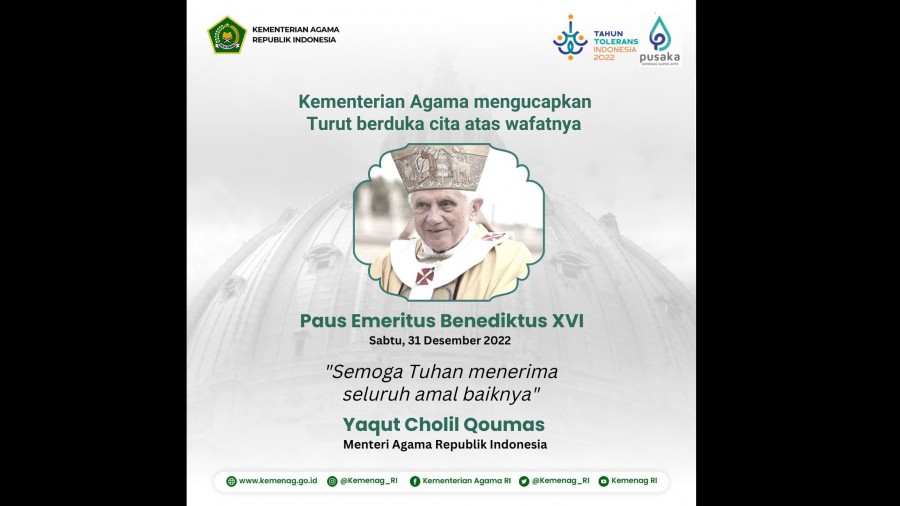 Indonesia Ikut Berduka Paus Benediktus Wafat, Sosok Rendah Hati dan Jembatan Perbedaan