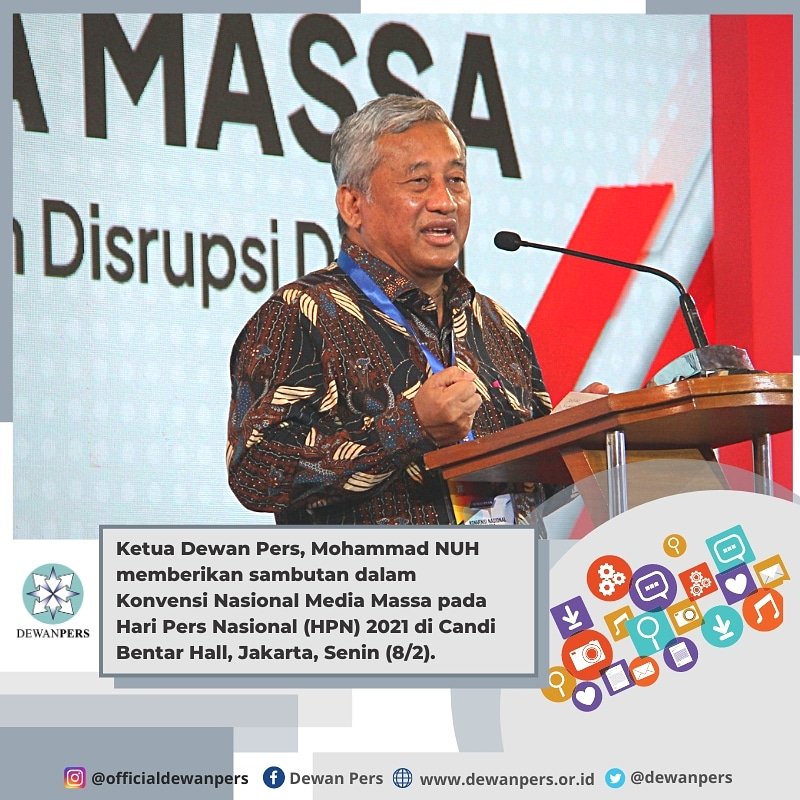 Ketua Dewan Pers, Prof Dr Muhammad Nuh sampaikan pesan Peringatan Hari Pers 2021. Foto : dewanpers,go.id