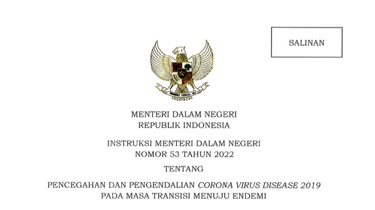 Mendagri Terbitkan Inmendagri 53/2022 terkait Percabutan PPKM