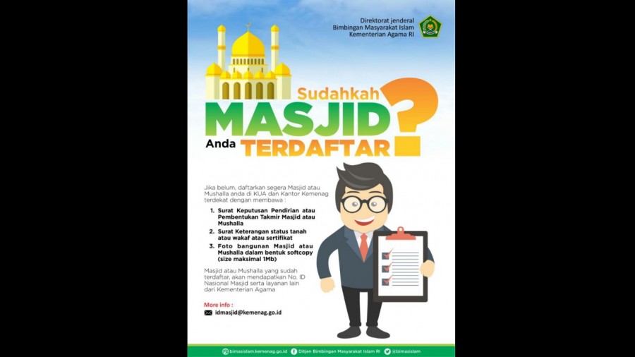 Pemerintah Lakukan Pendataan Masjid dan Musola Secara Online Melalui Aplikasi