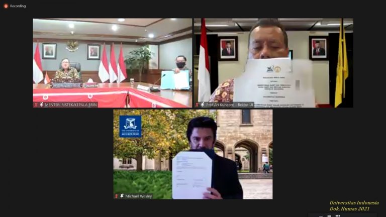 UI- Kemenristek/BRIN – University of Melbourne Lakukan Kerjasama Kemitraan Riset