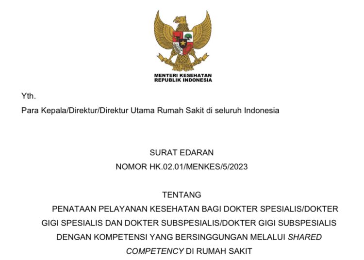 Menkes Terbitkan Surat Edaran Penataan Penyebaran Dokter Spesialis Melalui Shared Competency