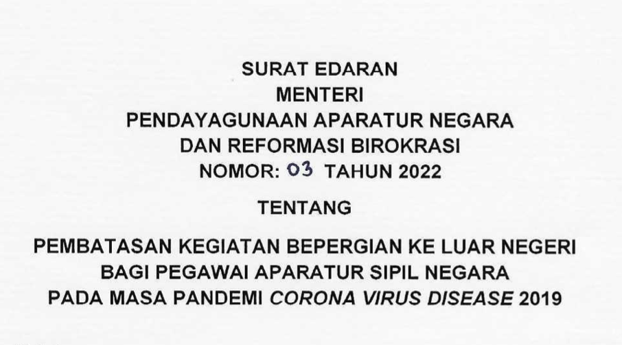 Ketentuan Pembatasan Bepergian ke Luar Negeri Bagi ASN