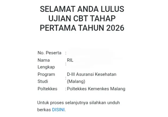 alhamdulillah man temaan rilduu loloss cbt simama poltekkes 26💚 terima kasiih doa doa…