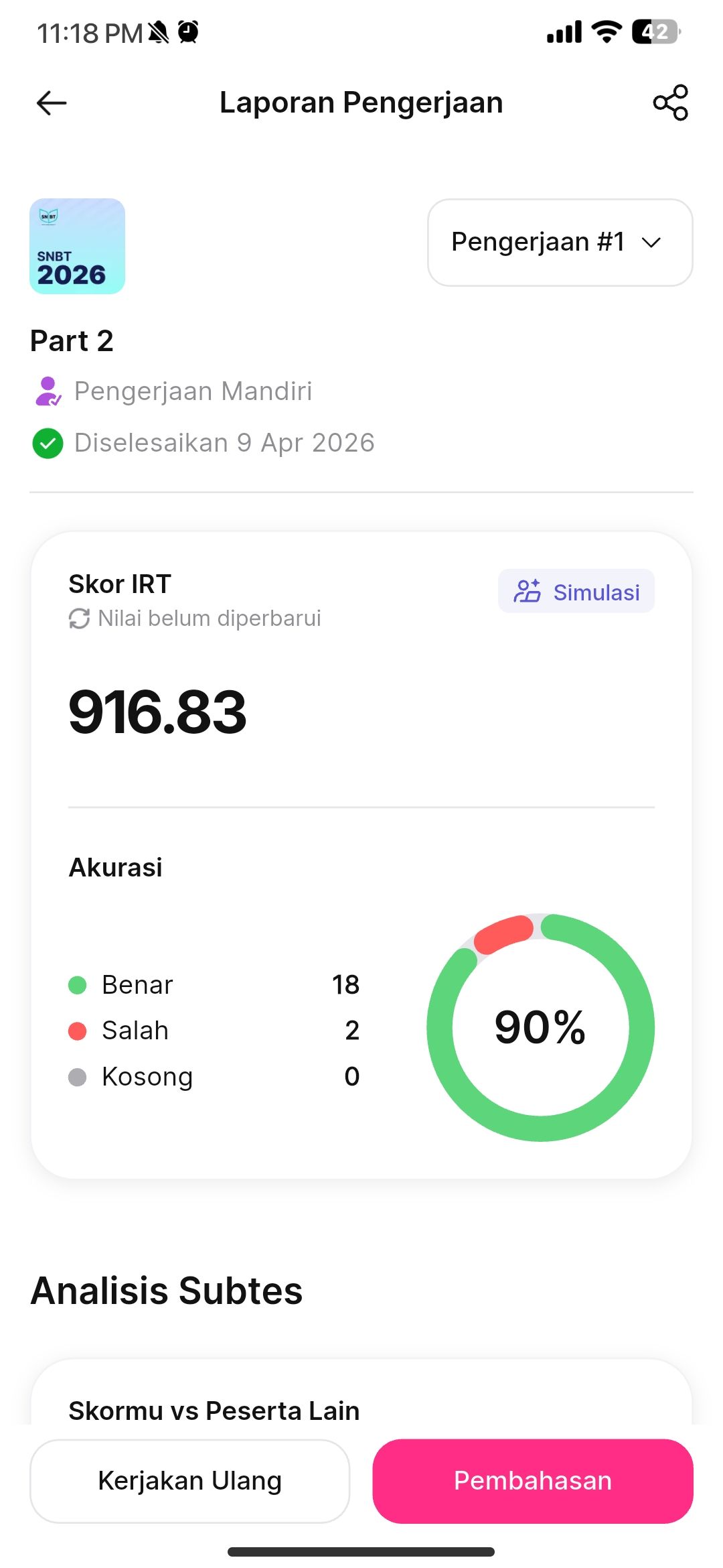 Kaget skor LBE aku akhirnya tembus 900!! 😭😭
