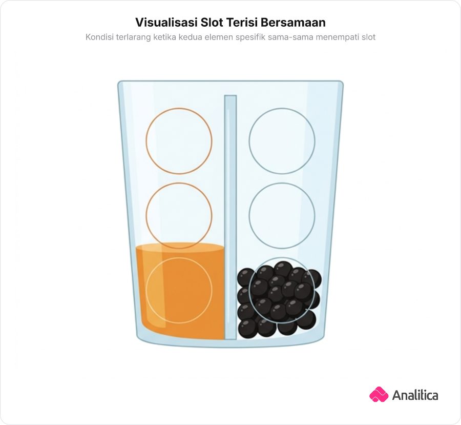 Ilustrasi minuman boba dengan kompartemen bersekat memperlihatkan slot terisi dan slot kosong.