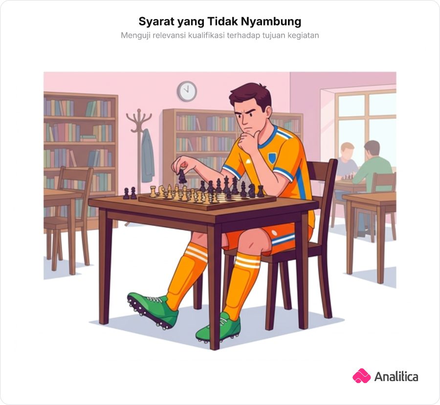 Ilustrasi pemain catur mengenakan seragam futsal lengkap dengan sepatu pul di meja catur.