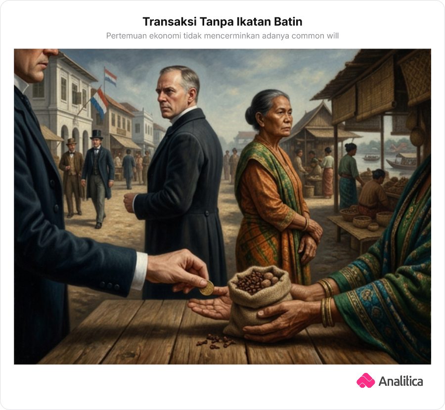 Dua tangan dari kelompok berbeda bertukar koin dengan cepat sementara badan mereka saling berpaling dingin