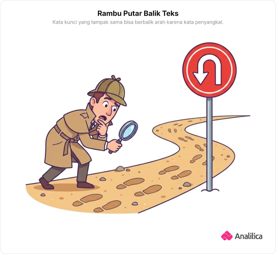 Detektif yang melihat jejak kaki di tanah namun terhadang palang merah putar balik raksasa.