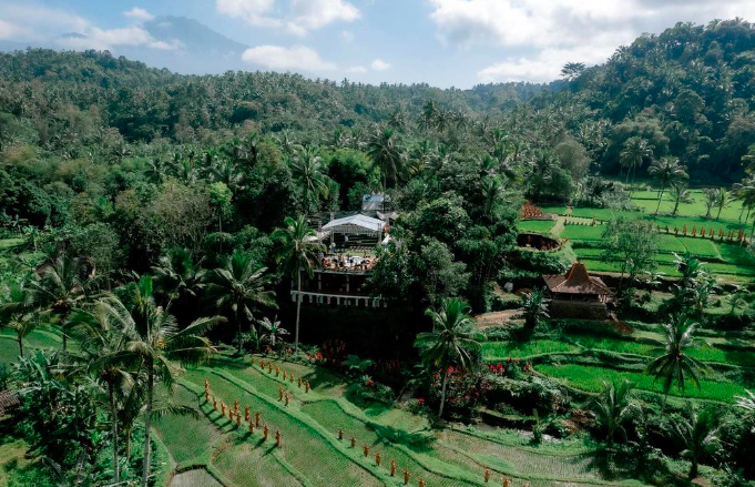 Venue of Jazz Gunung Ijen 2024, located at the heart of terraced rice field - the foot of Mount Ijen.