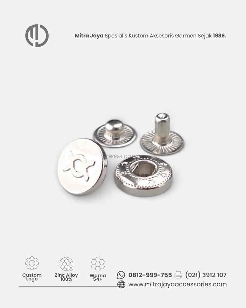 Kancing cetet custom silver untuk kebutuhan kancing baju
