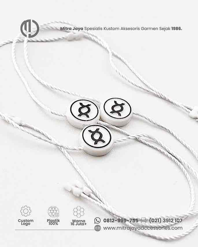 Tali hangtag custom benang model bulat warna putih