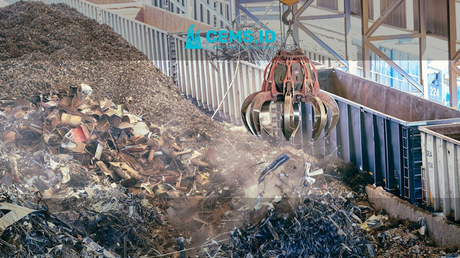 A detailed capture of scrap metal being processed with heavy machinery at a recycling facility.