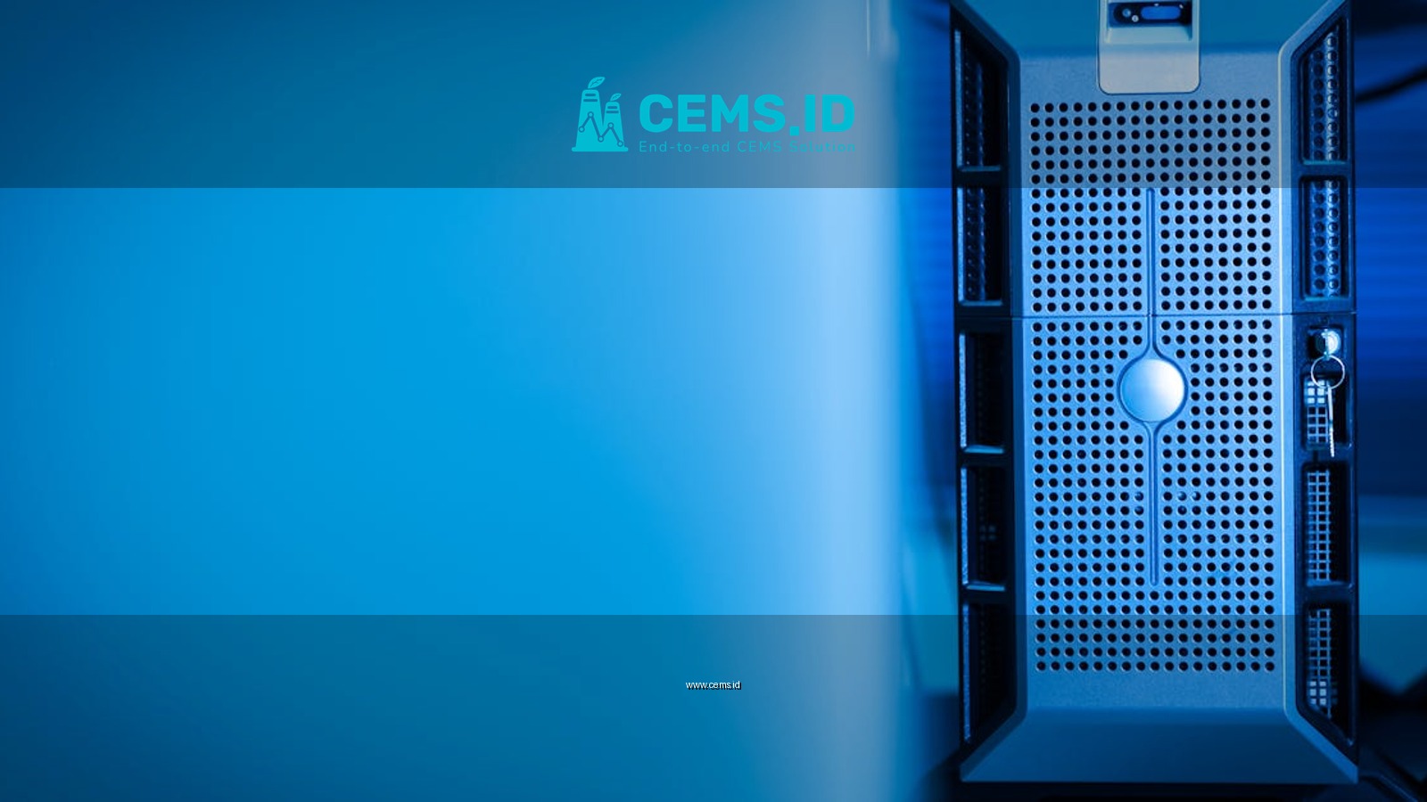 Close-up of a modern server unit in a blue-lit data center environment.