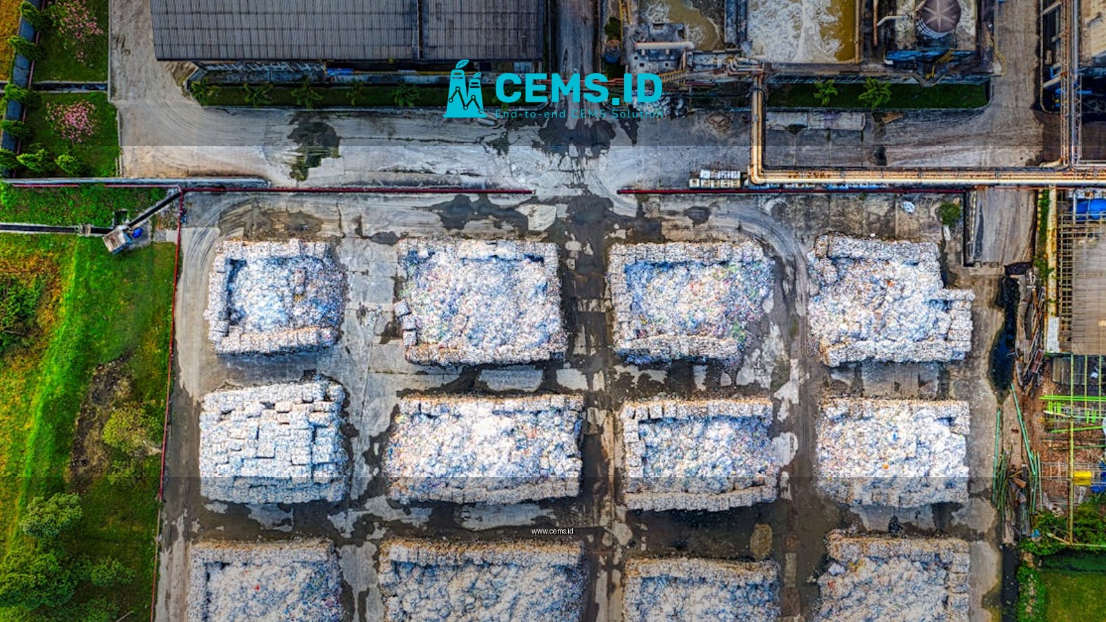 Aerial shot of a waste processing plant in Serang, Banten, Indonesia showcasing industrial operations.