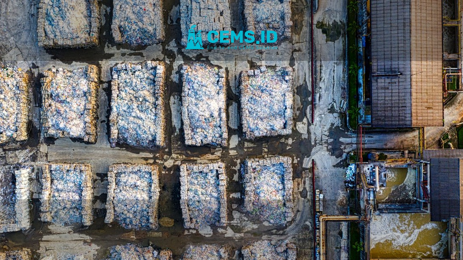 Aerial shot of an industrial plant in Serang, Indonesia, showcasing waste management processes.