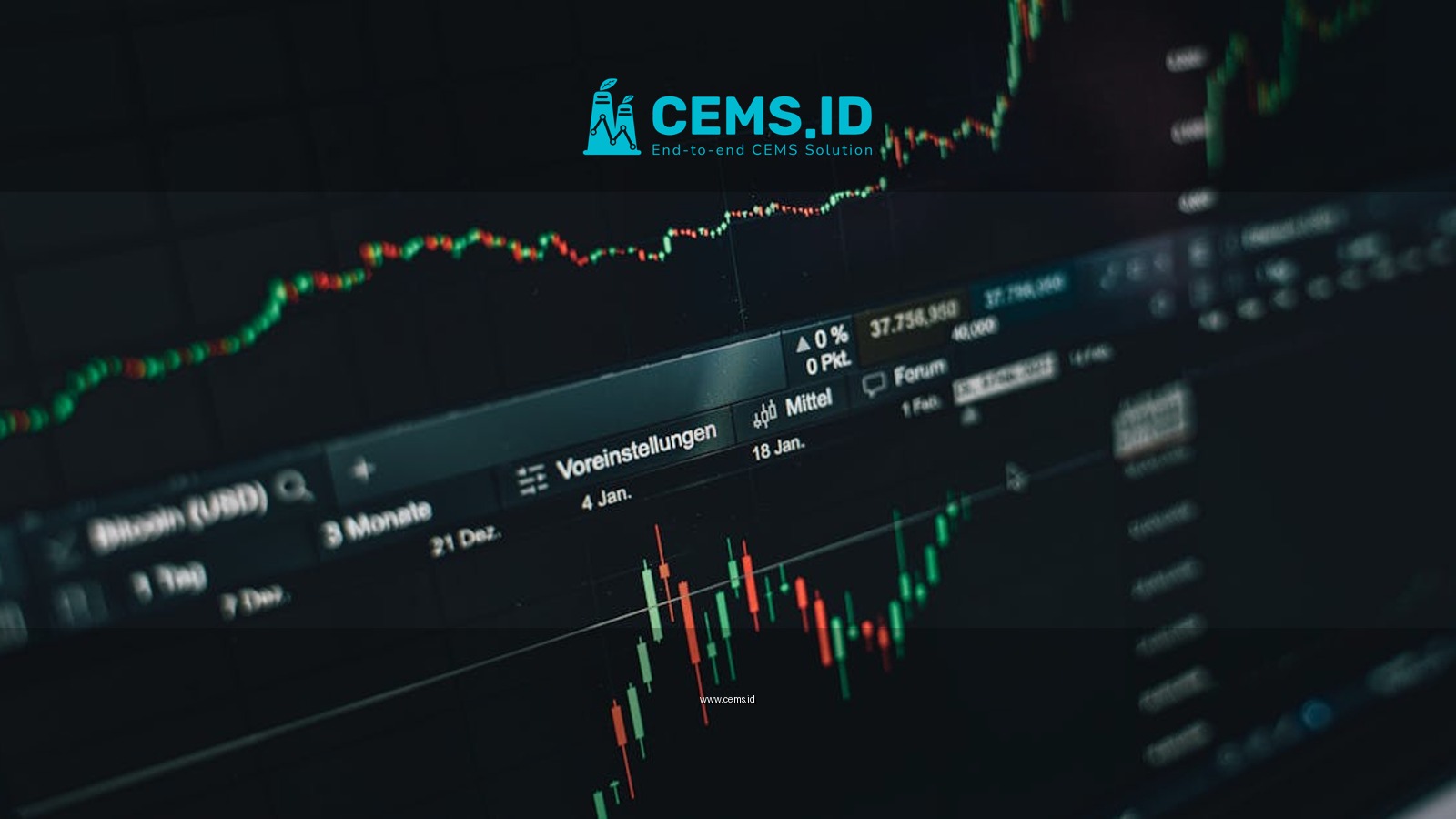 Close-up of a digital market analysis display showing Bitcoin and cryptocurrency price trends.