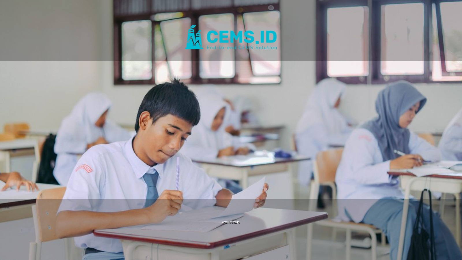 High school students in Indonesia studying in a classroom setting.