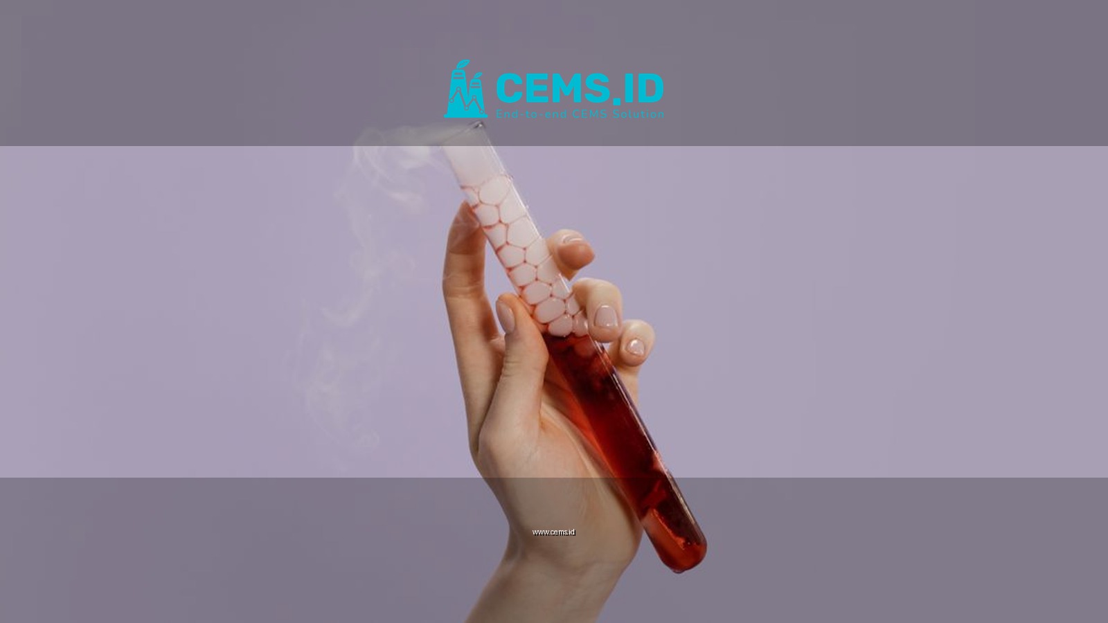 A hand holds a smoking test tube with vibrant red liquid and vapor, symbolizing scientific experimentation.