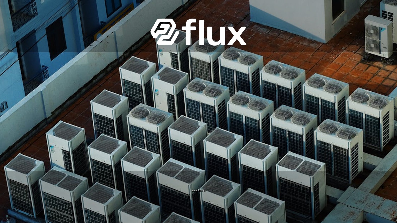 High angle view of rooftop HVAC units on a building in Buon Ma Thuot, Vietnam.