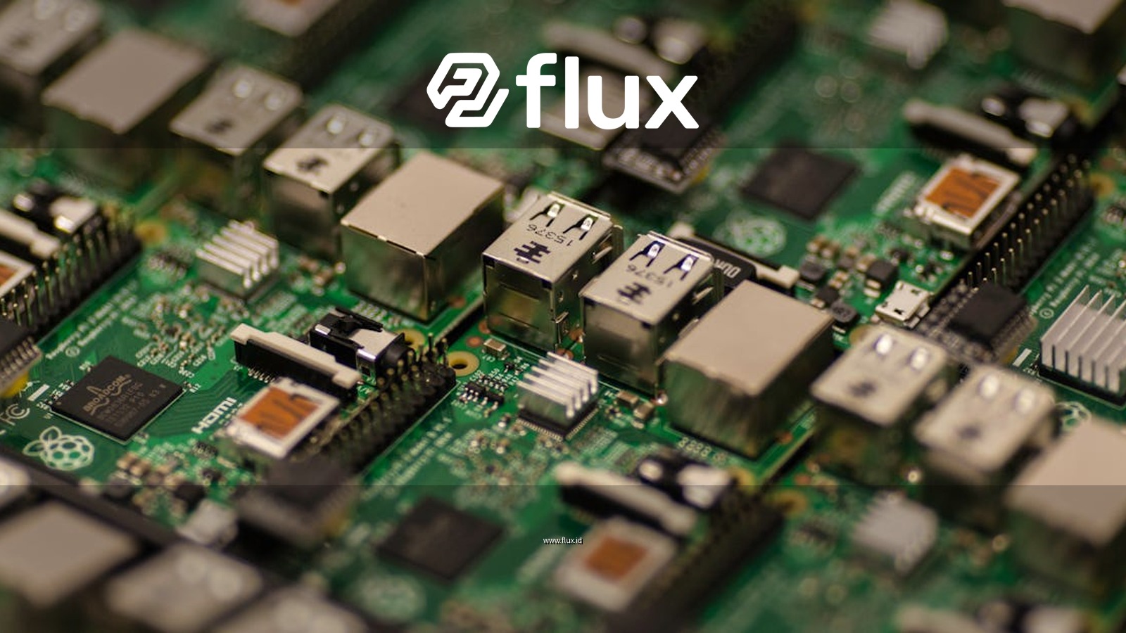 Detailed shot of a Raspberry Pi circuit board showcasing its components, USB ports, and microchips.