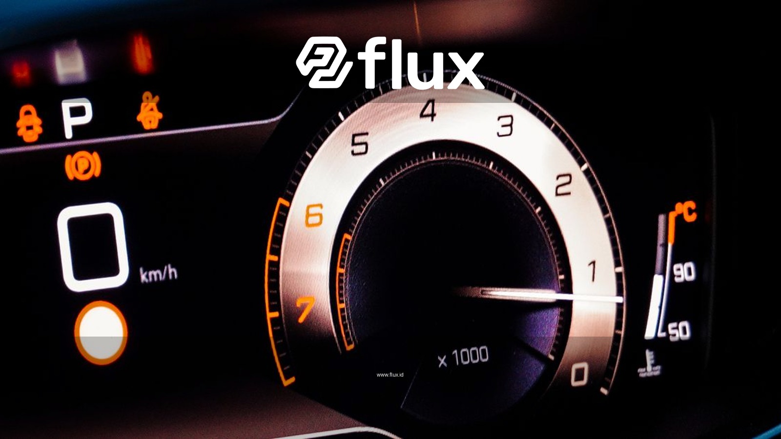 Detailed view of a car dashboard, featuring speedometer and warning lights.