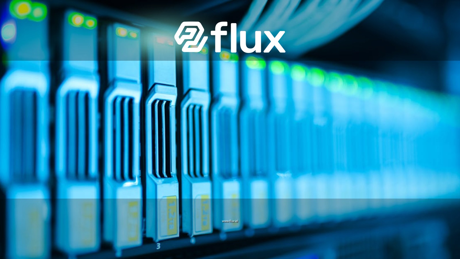Detailed image of a server rack with glowing lights in a modern data center.