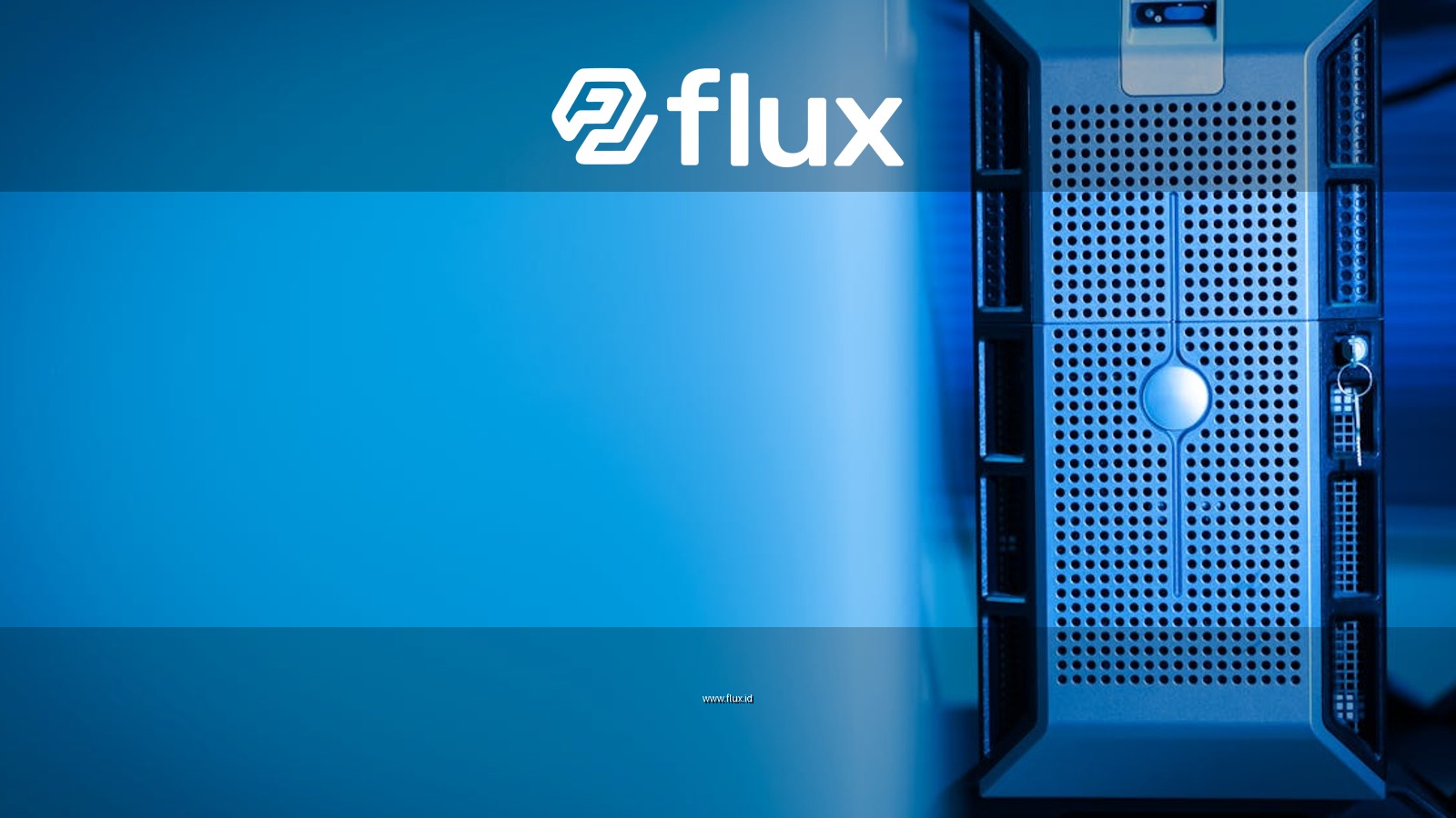 Close-up of a modern server unit in a blue-lit data center environment.
