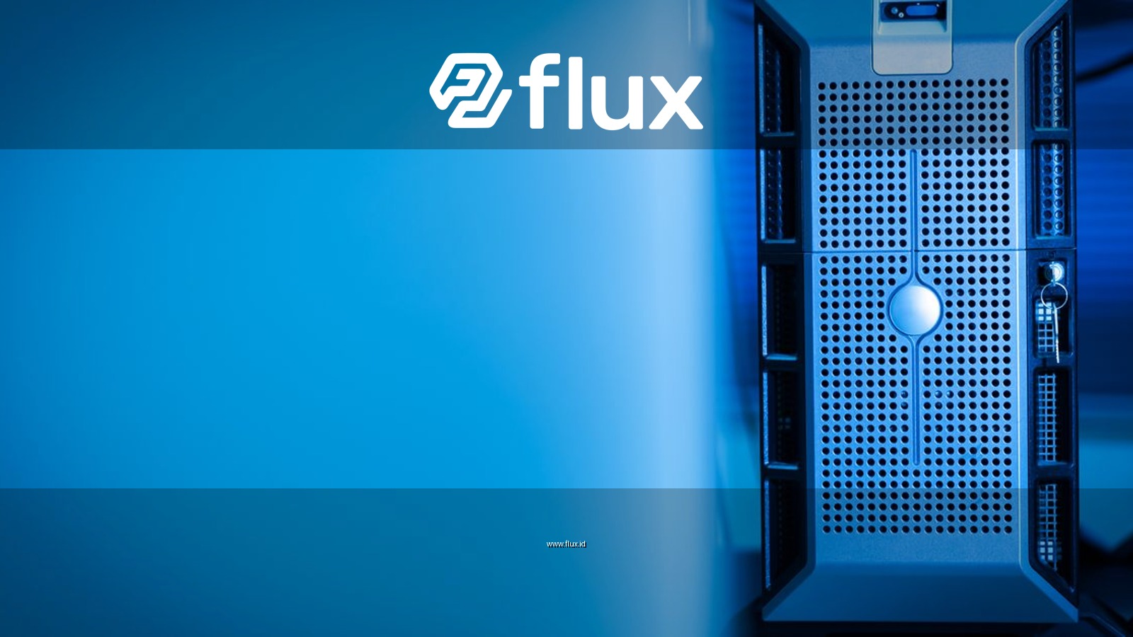 Close-up of a modern server unit in a blue-lit data center environment.