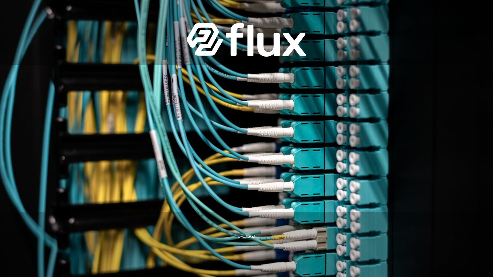 Closeup of switch in server with connectors and adapters connected to plastic device in dark room on blurred background inside