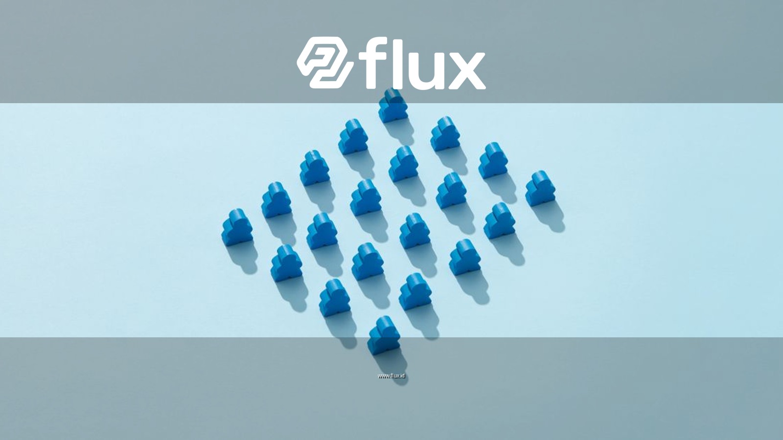 Artistic arrangement of blue meeples on a pastel blue background, highlighting patterns and symmetry.