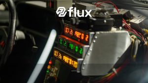 Intricate car dashboard featuring futuristic time-travel display and controls, evoking a sci-fi vibe.
