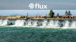 A high-powered water aerator in action at an aquaculture facility, creating a vibrant splash.