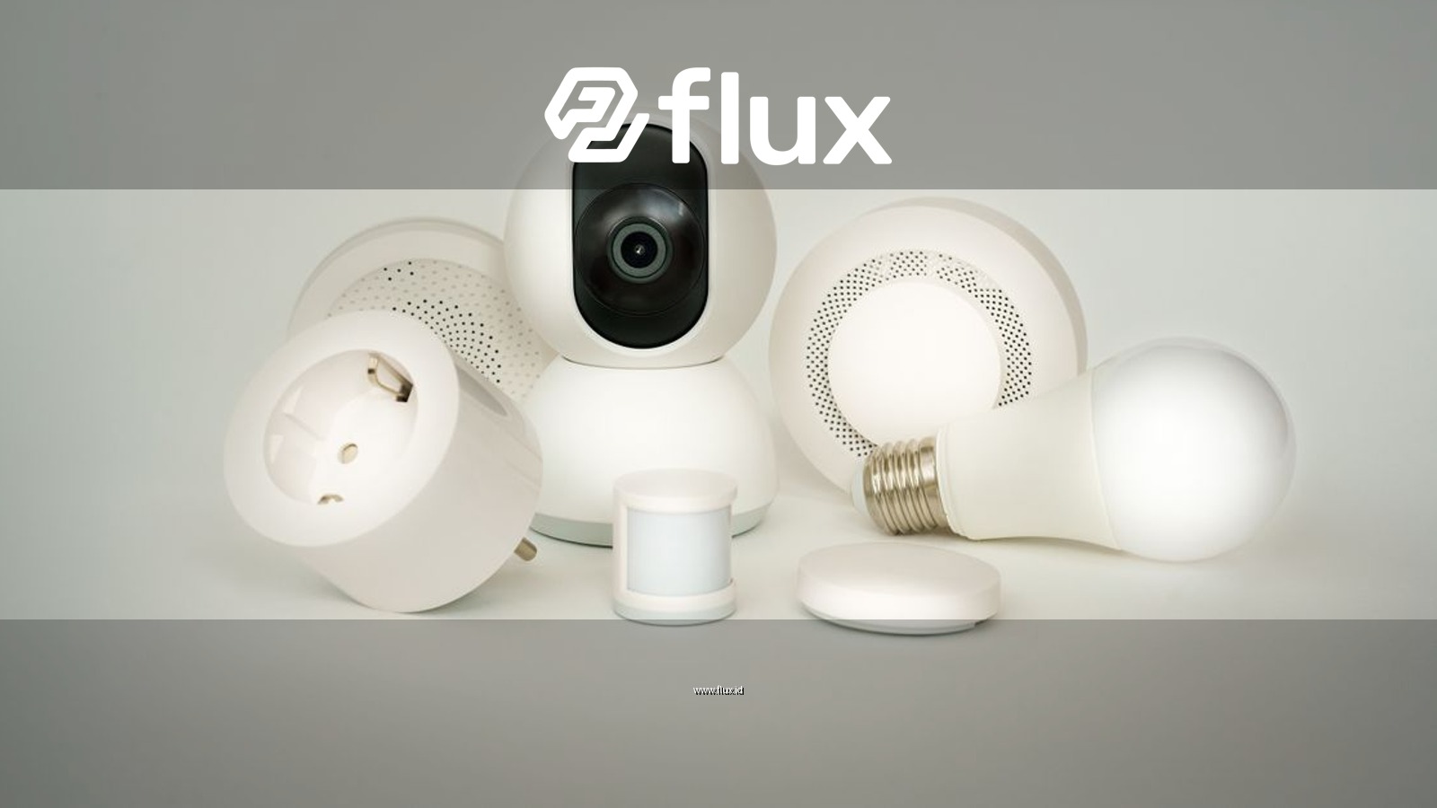 A collection of smart home devices including bulbs, sockets, and cameras on a white backdrop.