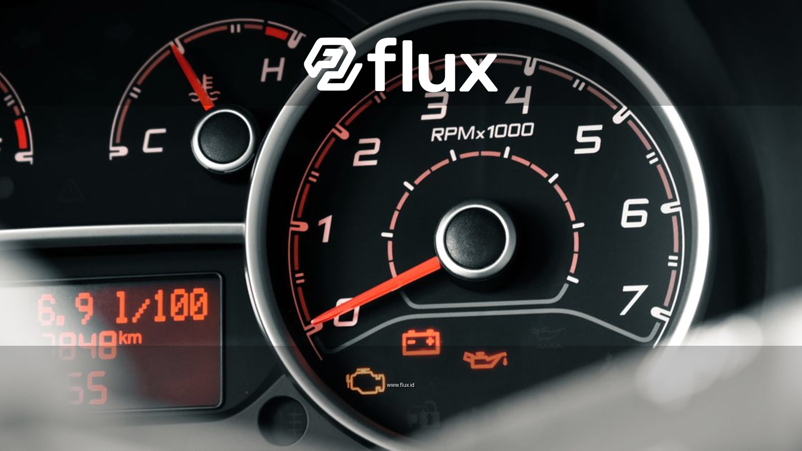 Detailed view of a car dashboard featuring tachometer, odometer, and various indicators.