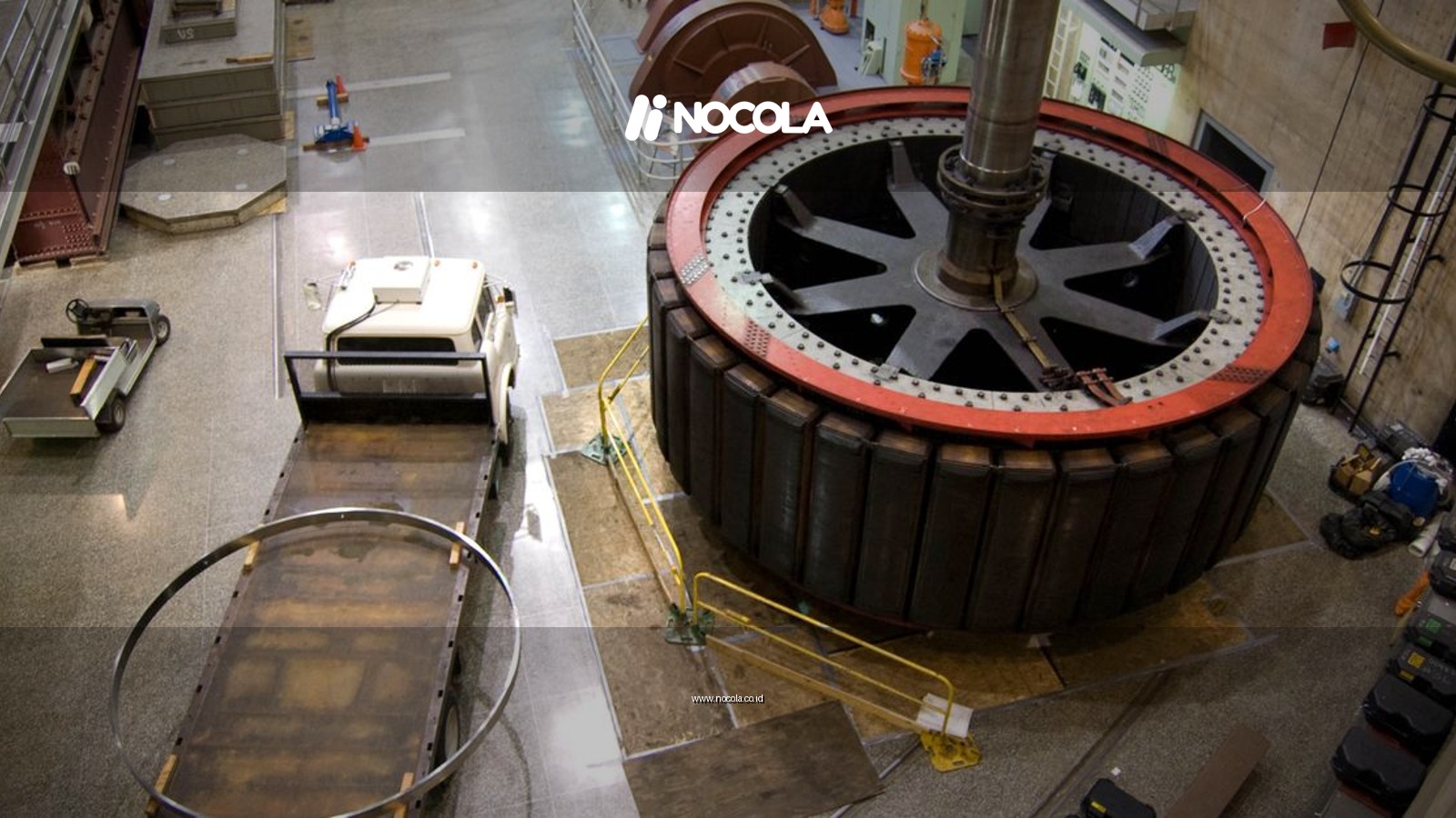 High angle view of industrial machinery in a Nevada factory interior.