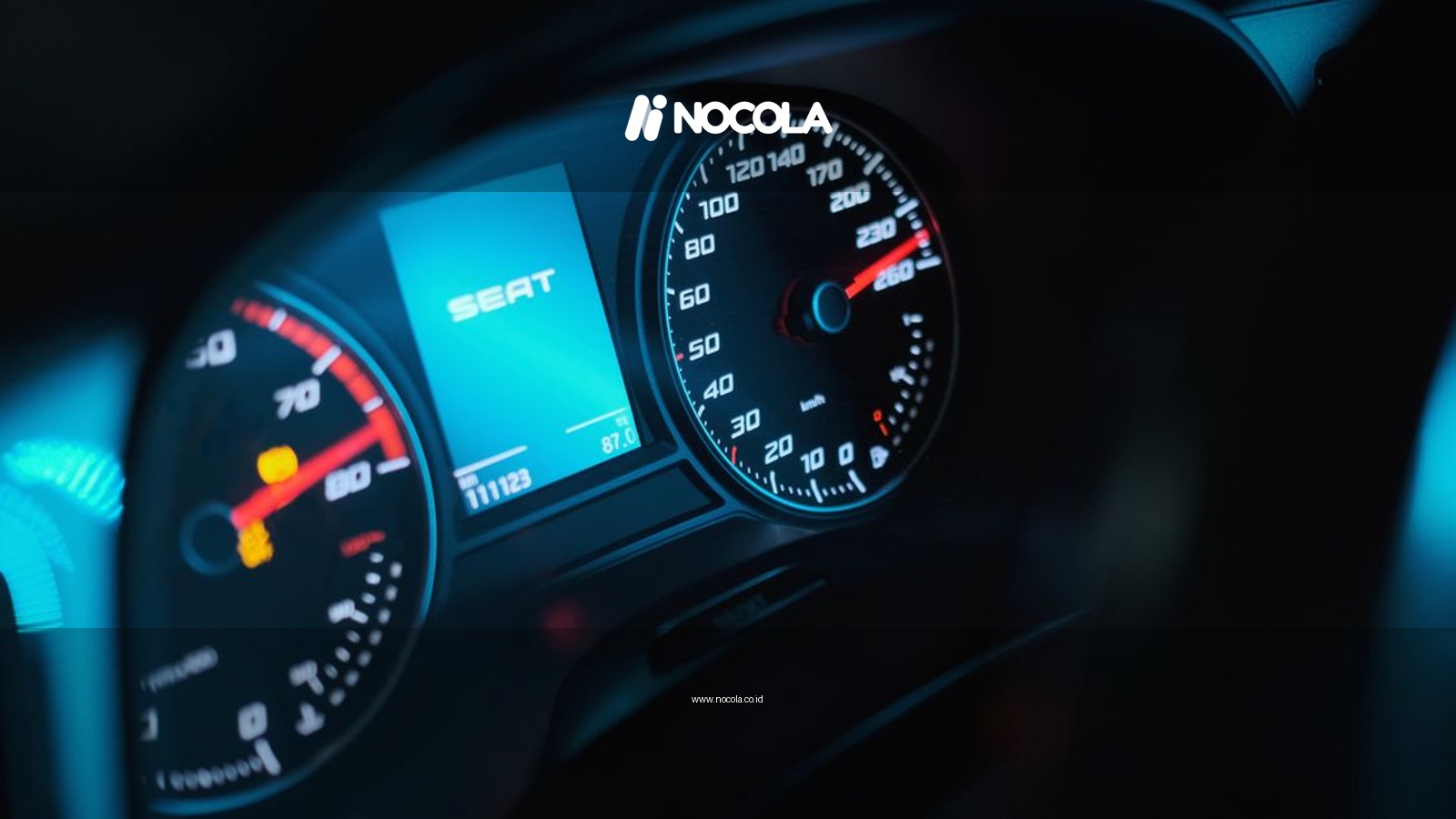 Vibrant close-up of a car speedometer displaying high speed and digital screen in a modern vehicle.