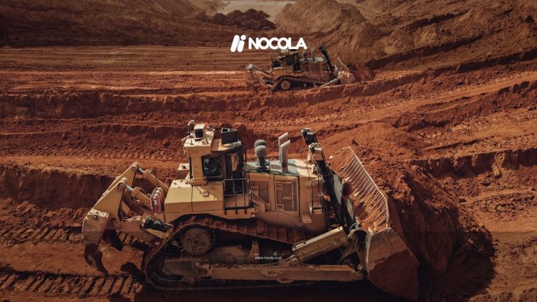 Bulldozers excavating earth in a Brazilian construction site, showcasing industrial power and machinery.