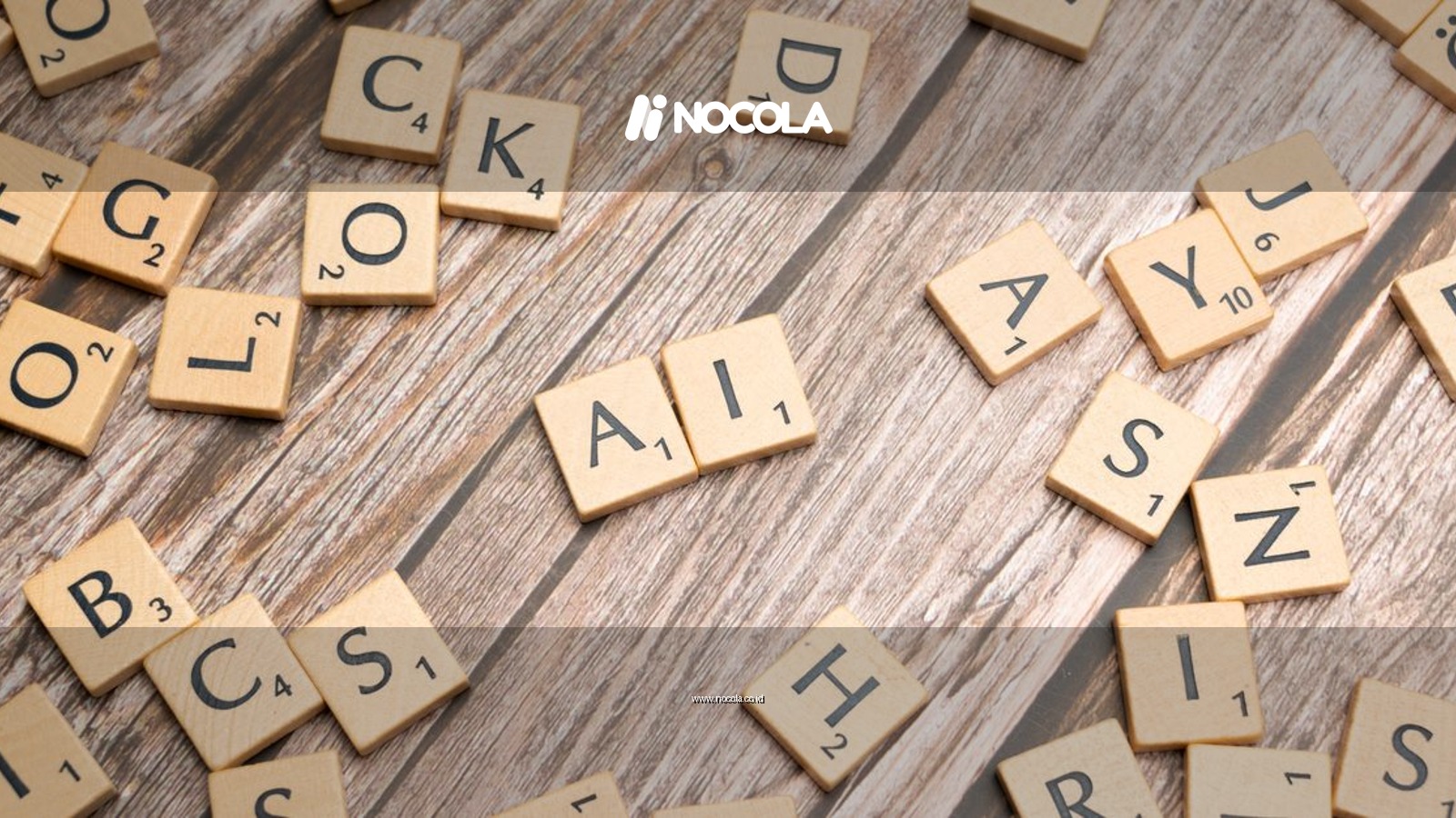Wooden letter tiles scattered on a textured surface, spelling 'AI'.