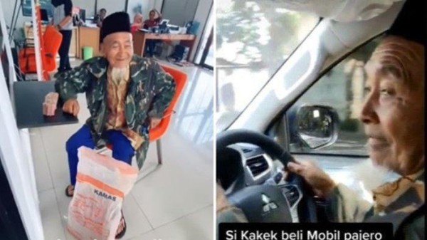 Seorang Kakek Viral Setelah Beli Pajero Sport Cash Pakai Uang Sekarung