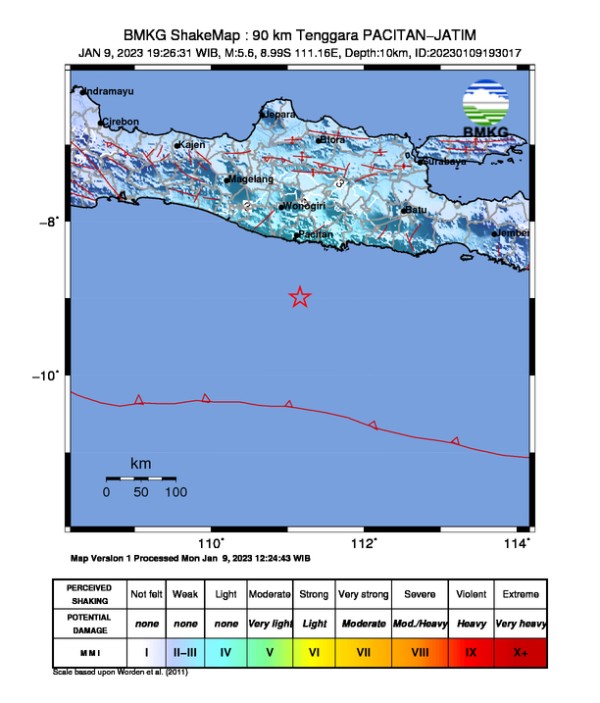 Gempa 5,9 SR Landa Pacitan