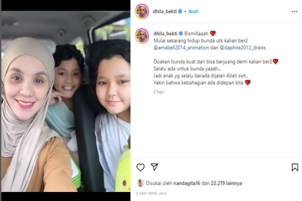 Resmi Gugat Cerai Indra Bekti, Aldila Tulis Bahwa Hidupnya Kini Untuk Kedua Putrinya
