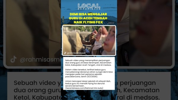 VIDEO Demi Mengajar, Dua Guru Aceh Tengah Nekat Naik Flying Fox Berdua Seberangi Sungai Deras