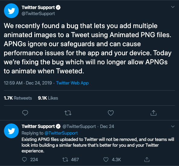 Twitter melarang file PNG animasi dari tweet karena menggangu penderita epilepsi
