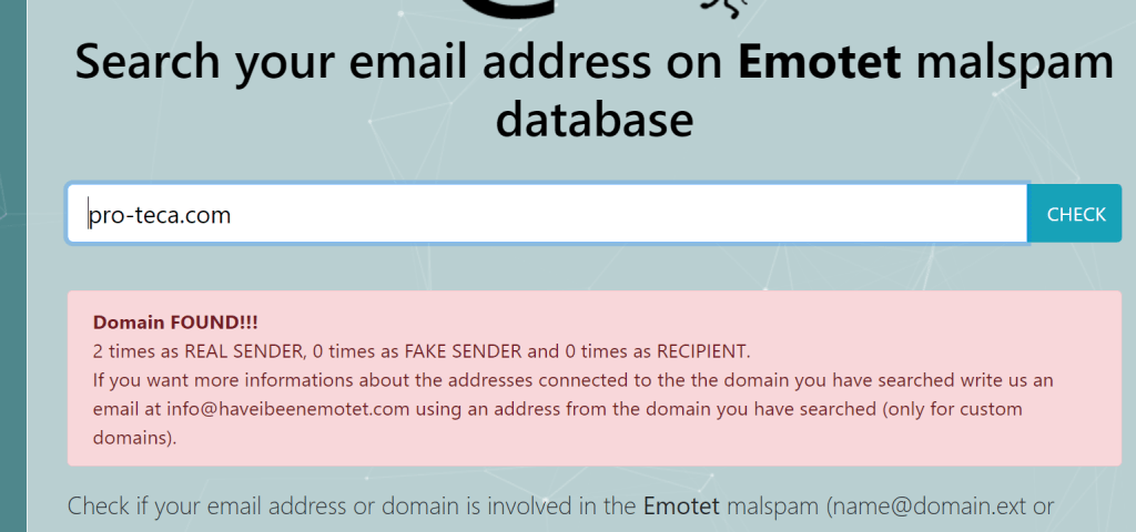 Periksa apakah email atau domain digunakan dalam serangan Emotet